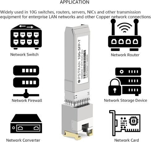 وحدة ارسال واستقبال نحاسية 10GBASE-T SFP+ الى RJ45 من اوبستران، متوافقة مع سيسكو SFP-10G-T-80 فينيسار نتغير AXM766 تي بي-لينك دي لينك كيو كيو بي سوبر ماركي 10G SFP+ 80 متر Cat6a/7 in Kuwait