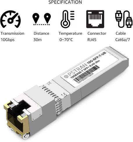 وحدة ارسال واستقبال نحاسية 10GBASE-T SFP+ الى RJ45 من اوبستران، متوافقة مع سيسكو SFP-10G-T-80 فينيسار نتغير AXM766 تي بي-لينك دي لينك كيو كيو بي سوبر ماركي 10G SFP+ 80 متر Cat6a/7 in Kuwait