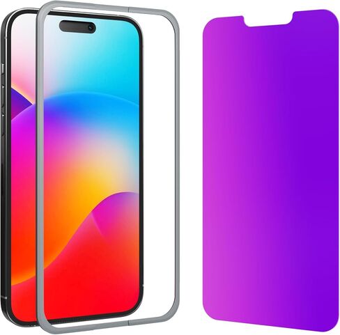 Compatible for iPhone 16 Privacy Screen Protector 6.1 Inch, Purple Gradient Anti Spy Anti Blue Light HD Screen Protector Tempered Glass Easy Installation in Kuwait
