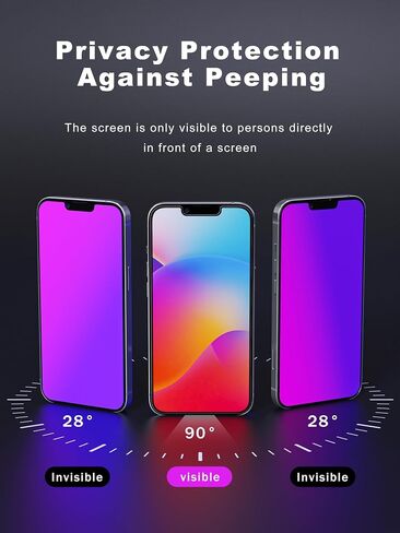 Compatible for iPhone 16 Privacy Screen Protector 6.1 Inch, Purple Gradient Anti Spy Anti Blue Light HD Screen Protector Tempered Glass Easy Installation in Kuwait