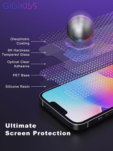 Compatible for iPhone 16 Privacy Screen Protector 6.1 Inch, Purple Gradient Anti Spy Anti Blue Light HD Screen Protector Tempered Glass Easy Installation in Kuwait