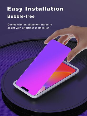 Compatible for iPhone 16 Privacy Screen Protector 6.1 Inch, Purple Gradient Anti Spy Anti Blue Light HD Screen Protector Tempered Glass Easy Installation in Kuwait
