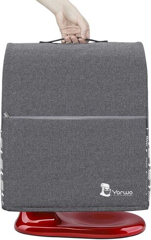 غطاء خلاط بحامل من Yarwo متوافق مع خلاط KitchenAid بسعة 6-8 لتر، وغطاء واقي من الغبار مع مقبض علوي وجيوب للملحقات، سهم رمادي in Kuwait