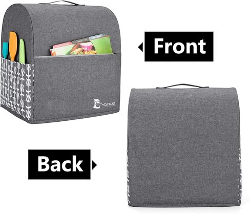 غطاء خلاط بحامل من Yarwo متوافق مع خلاط KitchenAid بسعة 6-8 لتر، وغطاء واقي من الغبار مع مقبض علوي وجيوب للملحقات، سهم رمادي in Kuwait