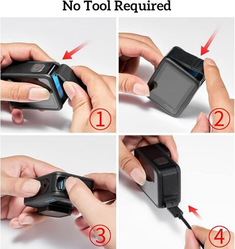 Replacement Side Door Battery Cover for Gopro, Dustproof Pass Through Battery Cover Lid with Type-C Charging Port Repair Part Camera Accessories for Gopro Hero 9/10/11/12/13 Black in Saudi Arabia