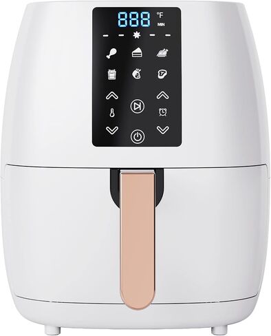 Air Fryer Happy New Year Gift 5 Quart 1500W Electric Cooker Oven Dehydrator, 6 Cooking Presets with LED Digital Display Touch Screen (White) in Saudi Arabia