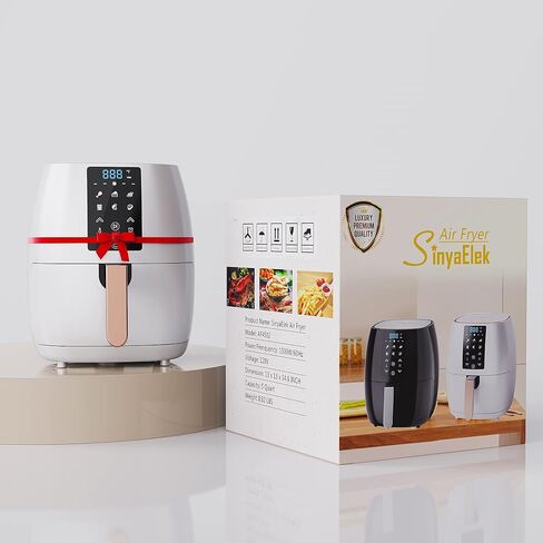 Air Fryer Happy New Year Gift 5 Quart 1500W Electric Cooker Oven Dehydrator, 6 Cooking Presets with LED Digital Display Touch Screen (White) in Saudi Arabia