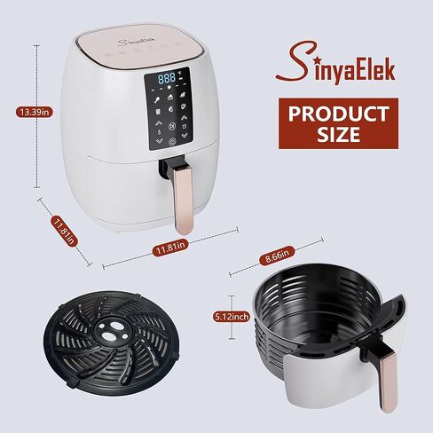 Air Fryer Happy New Year Gift 5 Quart 1500W Electric Cooker Oven Dehydrator, 6 Cooking Presets with LED Digital Display Touch Screen (White) in Saudi Arabia