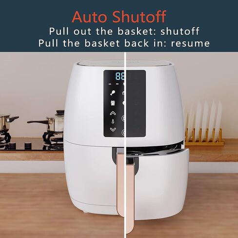 Air Fryer Happy New Year Gift 5 Quart 1500W Electric Cooker Oven Dehydrator, 6 Cooking Presets with LED Digital Display Touch Screen (White) in Saudi Arabia