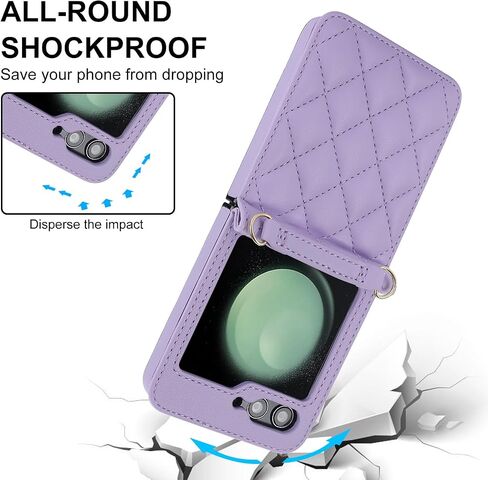 حافظة هاتف LBYZCASE لهاتف Z Flip 6 2024، حافظة محفظة لهاتف Samsung Galaxy Z Flip 6 مع جلد مدمج، حزام معصم، حقيبة يد لحمل الهاتف للنساء (بني) in Saudi Arabia