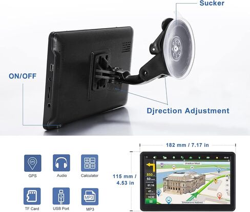 GPS Navigator للسيارة، أحدث خريطة لعام 2024، شاشة لمس 7 بوصة للسيارة GPS 256-16 جيجابايت، توجيه اتجاه الدوران الصوتي، دعم السرعة وتحذير الضوء الأحمر، خريطة أمريكا الشمالية مدى الحياة تحديث مجاني (أزرق) in Kuwait