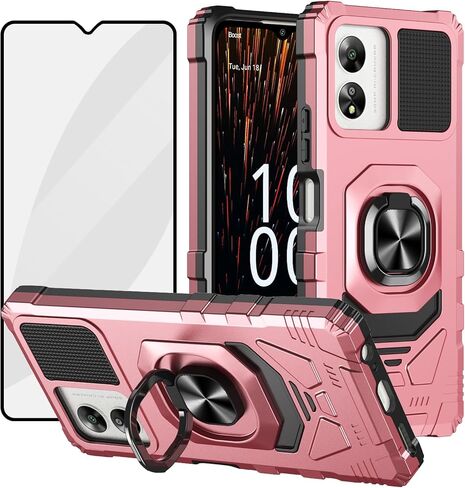 Ailiber Case for Boost Celero SC 5G, Celero 5G SC Screen Protector, Ring Kickstand for Magnetic Car Mount, Military Grade, Shockproof Protective Rugged Cell Phone Cover for Celero5G SC-Rose Gold in Kuwait