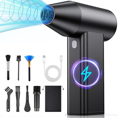 Electric Air Duster - 130000RPM Compressed Air Duster 3-Speed Adjustable Rechargeable Cordless Hair Dryer with in Saudi Arabia