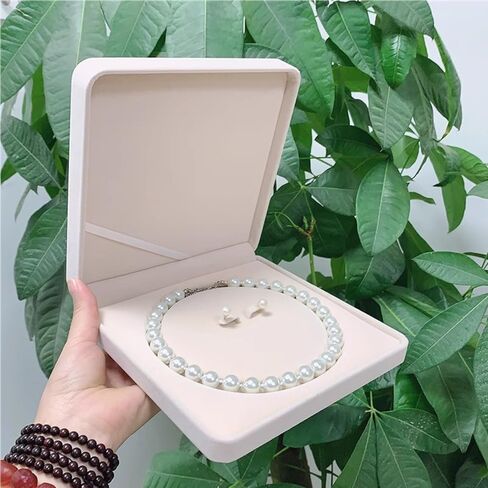 Jewelry Velvet Box Pearl Necklace Earring Bracelet Gift Display Case Wedding Jewelry Storage Holder (Beige For Pearl Necklace Earrings Bracelet) in Saudi Arabia