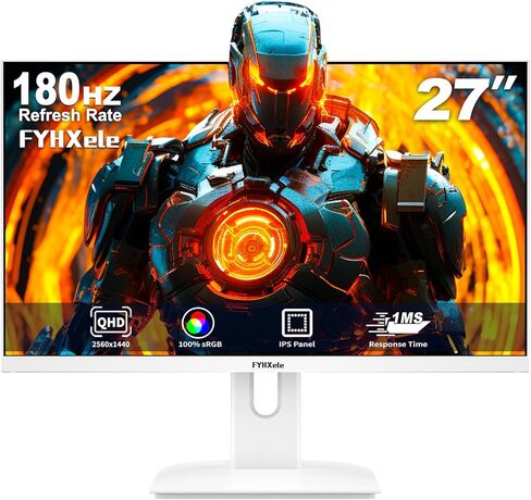 27 inch Gaming Monitor, 180Hz Computer Monitor FHD 1080P Fast IPS Panel Pc Monitor, sRGB100%,1ms, DisplayPort/HDMI/Eye Care/Wall Mount Compatible-White in Saudi Arabia