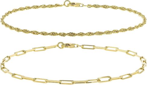 Sterling Silver 2mm Rope & 2.5mm Paperclip Link Bracelet Set of 2 for Women in Saudi Arabia