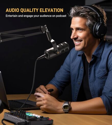 MAONO USB Dynamic Microphone, Podcast Recording Microphone with Gain Knob, Plug & Play, Metal Structure, Voice-Isolating Technology, Cardioid Studio PC Mic for Streaming, Vocal, Home Studio-PD100U in Kuwait