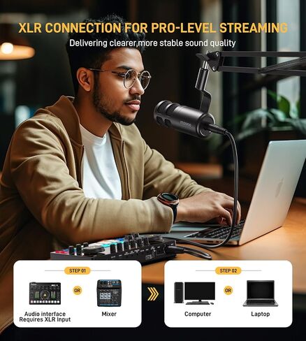 MAONO USB Dynamic Microphone, Podcast Recording Microphone with Gain Knob, Plug & Play, Metal Structure, Voice-Isolating Technology, Cardioid Studio PC Mic for Streaming, Vocal, Home Studio-PD100U in Kuwait