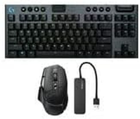 Logitech G915 TKL Tenkeyless Lightspeed Wireless RGB Mechanical Gaming Keyboard (White) Bundle with Logitech G502 X Lightspeed Wireless Gaming Mouse (White) and 4-Port USB 3.0 Hub (3 Items) in Saudi Arabia