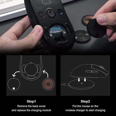 عملة شحن لاسلكية Qi لجهاز Logitech G502، G Pro X GPW، G903، G703، عملة شحن أصلية لماوس الألعاب البديلة، ملحقات شحن الماوس، مع شاحن in Saudi Arabia