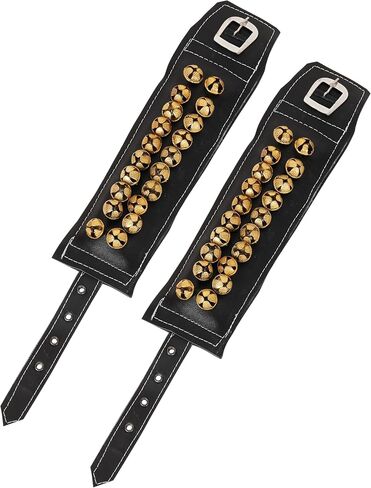 Arts Of India Ghungroo Brown Leather Pad 4 Line Ghungroo Pair (16 NO. GHUNGROO - 2CM) Big Dancing Bells Anklet Ghungroo Set - FOUR LINE BROWN LEATHER PAD GHUNGROO PAIR (YG029) in Saudi Arabia