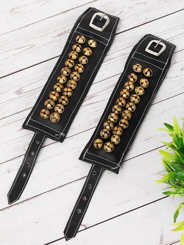 Arts Of India Ghungroo Brown Leather Pad 4 Line Ghungroo Pair (16 NO. GHUNGROO - 2CM) Big Dancing Bells Anklet Ghungroo Set - FOUR LINE BROWN LEATHER PAD GHUNGROO PAIR (YG029) in Saudi Arabia