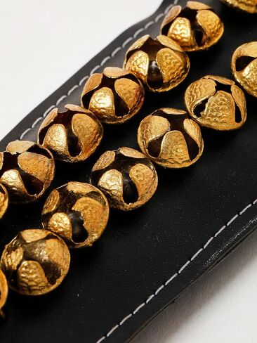 Arts Of India Ghungroo Brown Leather Pad 4 Line Ghungroo Pair (16 NO. GHUNGROO - 2CM) Big Dancing Bells Anklet Ghungroo Set - FOUR LINE BROWN LEATHER PAD GHUNGROO PAIR (YG029) in Saudi Arabia