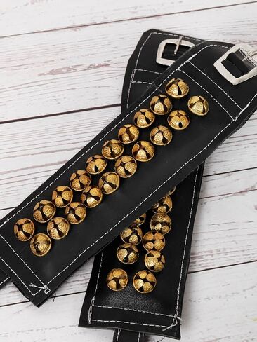 Arts Of India Ghungroo Brown Leather Pad 4 Line Ghungroo Pair (16 NO. GHUNGROO - 2CM) Big Dancing Bells Anklet Ghungroo Set - FOUR LINE BROWN LEATHER PAD GHUNGROO PAIR (YG029) in Saudi Arabia