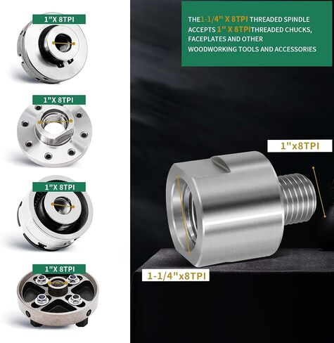 Lathe Headstock Spindle Adapter,Converts 1-1/4" x 8TPI to 1-1/2" x 8TPI for Woodworking Lathe in Saudi Arabia