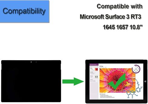 شاشة LCD جديدة متوافقة مع Microsoft Surface 3 RT3 1645 1657 10.8 بوصة شاشة LCD تعمل باللمس مجموعة رقمية (أسود) in Saudi Arabia
