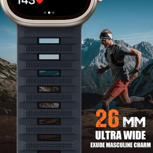Witzon Sport Bands Compatible with Apple Watch Ultra Band 49mm 46mm 45mm 44mm 42mm Men, Wide Soft Silicone Strap Rugged Smart Watches Replacement for iWatch Ultra Ultra 2 Series 10 9 8 7 6 5 4 3 2 SE in Saudi Arabia