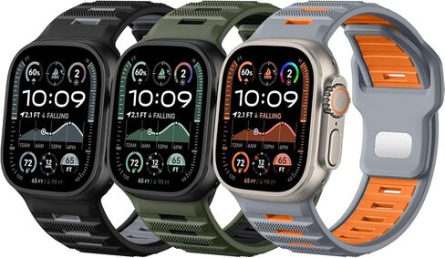 Witzon Sport Bands Compatible with Apple Watch Ultra Band 49mm 46mm 45mm 44mm 42mm Men, Wide Soft Silicone Strap Rugged Smart Watches Replacement for iWatch Ultra Ultra 2 Series 10 9 8 7 6 5 4 3 2 SE in Kuwait