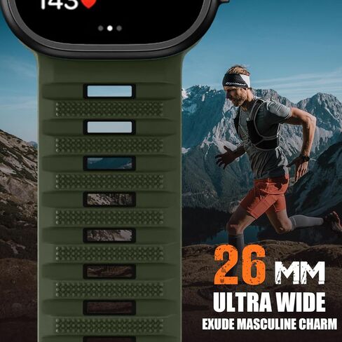 Witzon Sport Bands Compatible with Apple Watch Ultra Band 49mm 46mm 45mm 44mm 42mm Men, Wide Soft Silicone Strap Rugged Smart Watches Replacement for iWatch Ultra Ultra 2 Series 10 9 8 7 6 5 4 3 2 SE in Kuwait