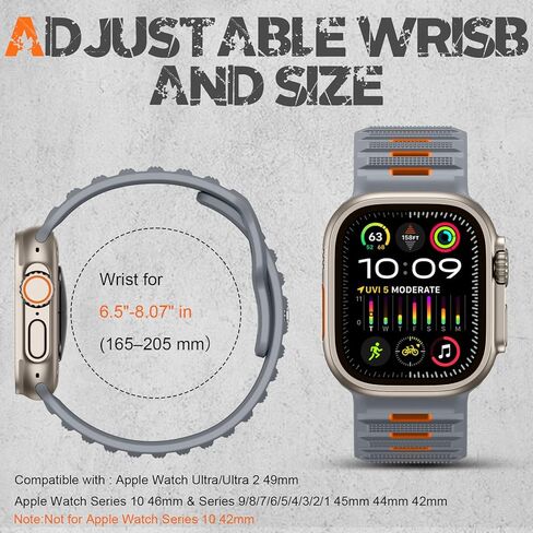 Witzon Sport Bands Compatible with Apple Watch Ultra Band 49mm 46mm 45mm 44mm 42mm Men, Wide Soft Silicone Strap Rugged Smart Watches Replacement for iWatch Ultra Ultra 2 Series 10 9 8 7 6 5 4 3 2 SE in Kuwait
