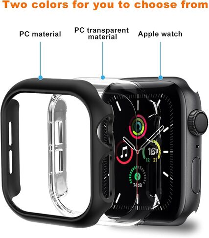 عبوتان من حافظة صلبة ممتصة للصدمات لساعة Apple Series 10 مقاس 46 مم، غطاء واقٍ رفيع للغاية ومقاوم للصدمات لملحقات iWatch S10 مقاس 46 مم، أسود/شفاف in Kuwait