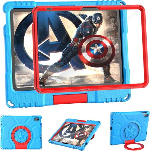 Lainergie Kids Case for iPad 10th Generation 10.9-inch (2022) & iPad Air 11-inch M2 (2024) & iPad Pro 11-inch M4 (2024), Lightweight Shockproof Case Built-in Screen Protector with Handle Stand,Blue in Kuwait