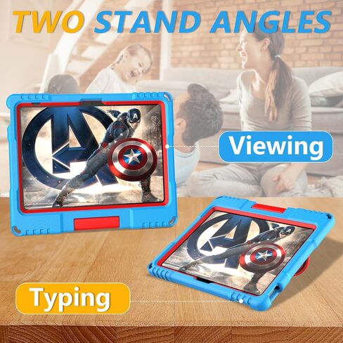 Lainergie Kids Case for iPad 10th Generation 10.9-inch (2022) & iPad Air 11-inch M2 (2024) & iPad Pro 11-inch M4 (2024), Lightweight Shockproof Case Built-in Screen Protector with Handle Stand,Blue in Kuwait