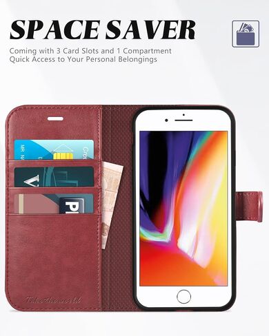 TUCCH Wallet Case for iPhone 8 Plus/7 Plus 5.5", 3 Card Holders, Black in Saudi Arabia