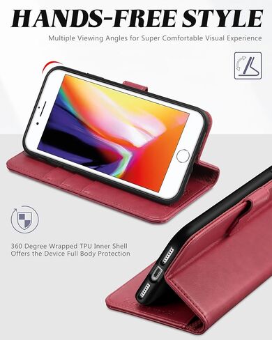 TUCCH Wallet Case for iPhone 8 Plus/7 Plus 5.5", 3 Card Holders, Black in Saudi Arabia