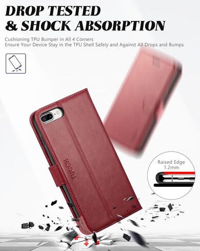 TUCCH Wallet Case for iPhone 8 Plus/7 Plus 5.5", 3 Card Holders, Black in Saudi Arabia