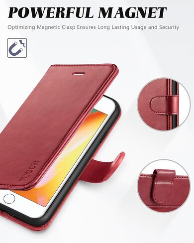 TUCCH Wallet Case for iPhone 8 Plus/7 Plus 5.5", 3 Card Holders, Black in Saudi Arabia