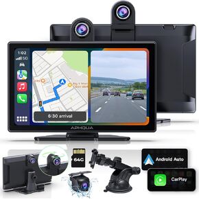 [2024 Newest] Apple Carplay Screen for Car with 2.5K Dash Cam, Bluetooth Car Audio Stereo Receiver,9" HD IPS Carplay & Android Auto Screen,GPS Navigation Unit, Siri,AUX/FM,Mirror Link,Backup Camera
