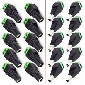 HiLetgo 10Pair Male Female 5.5 X 2.1mm DC Power Plug CCTV 12V Power Terminal Connector