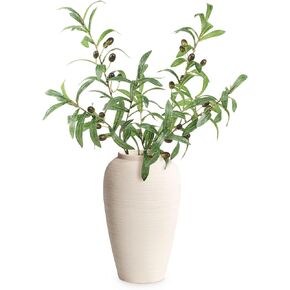 Greenery Stems, 4pcs of 29 Inch Artificial Olive Branches, Realistic Coffee Colored Branches and Fruits, Green Fake Plants,for Home,Table Center,indoor,Vase,Wedding Decoration