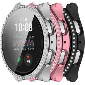 Bling Screen Protector Case Compatible with Samsung Galaxy Watch 7 Case 40mm Hard PC Watch Face Cover Protective Screen Protector (Black,Pink,Silver)
