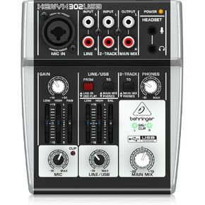 Behringer XENYX 302USB Premium 5-Input Mixer with XENYX Mic Preamp and USB/Audio Interface Black