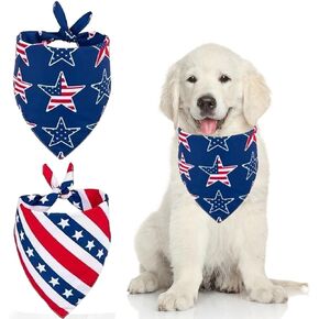 GeRRiT 2 Pack 4th of July Dog Bandanas, American Independence Flag Dog Bandana, Holiday Festival Accessories for Small, Medium, Large Dogs and Cats, Blue1