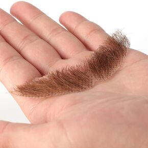 Full Hand Black Human Hair Tied Messy Realistic Fake Mustache Fake Beard Fake Goatee Costume Fake Facial Hair for Halloween Funny Cosplay(messy BLACK)