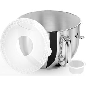 7QT Stainless Steel Mixer Bowl Compatible with Kitchenaid Stand Mixers, Kitchenaid Mixing Bowl Replacement Bowl for 7QT Bow-Lift Stand Mixer with Handle and Lid
