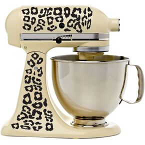 Leopard Print Kitchenaid Mixer Mixing Machine Decal Art Wrap Stickers - Black